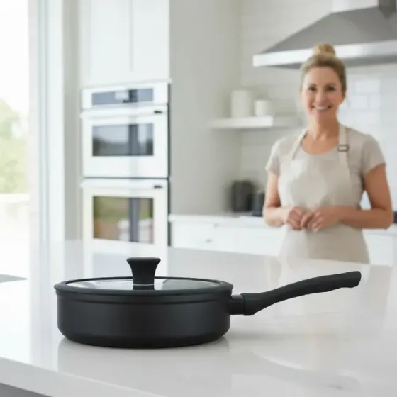 Ტაფა Ucclife Ucf10424 28 CM Black წარმოადგენს მაღალი ხარისხის გრანიტის ტაფას თბილისი