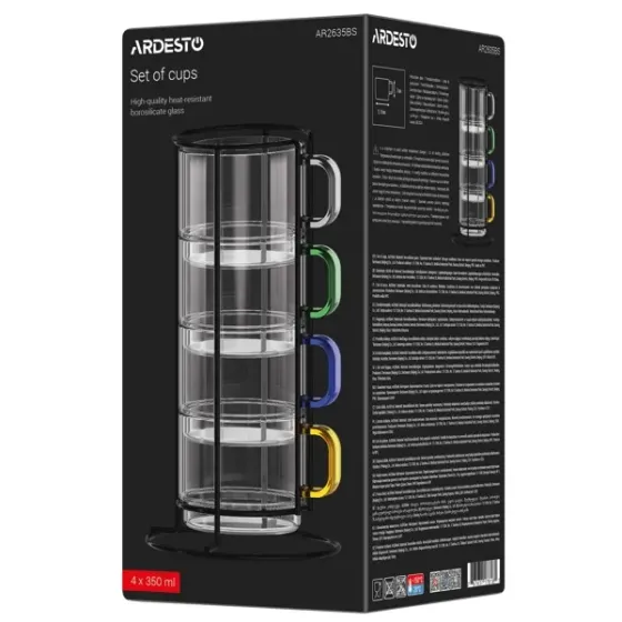 Набор чашек Ardesto Ar2635Bs, 0,35 л, 4 шт., прозрачный. Тбилиси