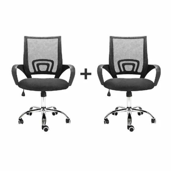 1+1 office chair with mesh backrest, black on casters Tbilisi