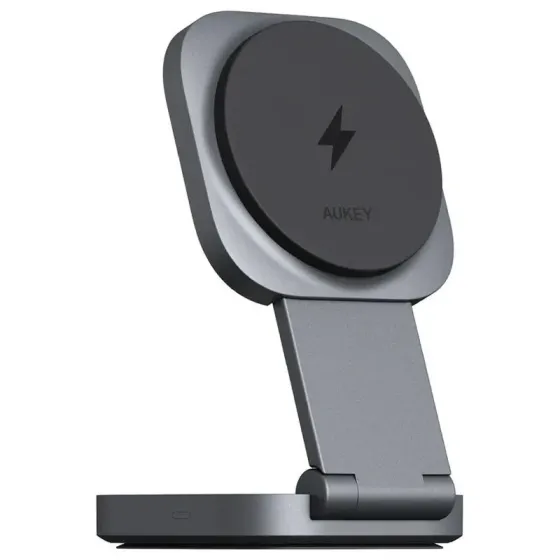 Უსადენო დამტენი 2-IN-1 Aukey LC-Mc211 Magsafe 15W მუქი ნაცრისფერი თბილისი