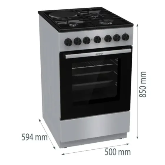 Გაზქურა Gorenje Gk5B42Sd (70ლ, შავი-ვერცხლისფერი) თბილისი