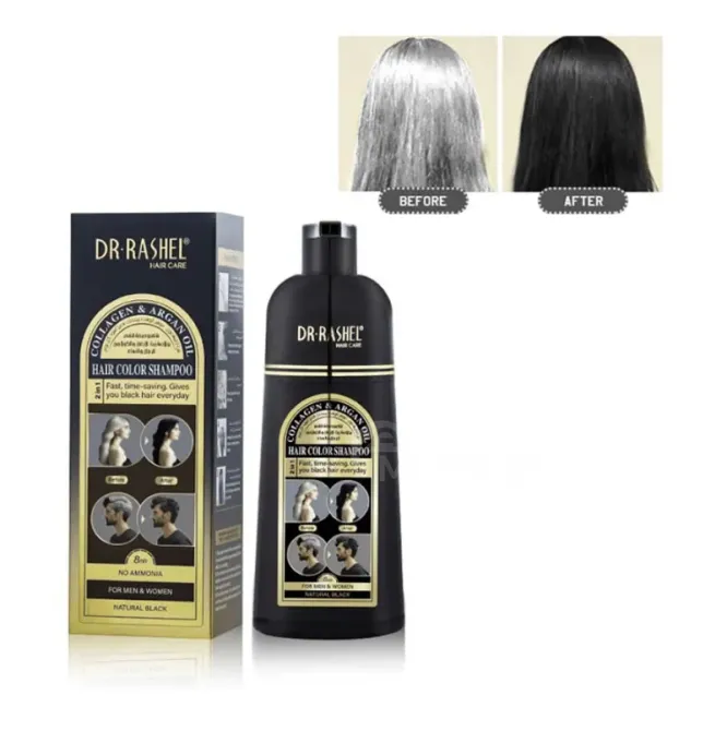 Საღებავი შამპუნი კოლაგენისა და არგანის ზეთის შემცველობით შავი - DR.Rashel Collagen & Argan OIL Hair თბილისი - photo 1