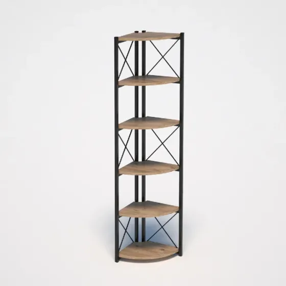 Კუთხის 6-დონიანი თარო ფიჭვის ფაქტურით — Corner 6-Tier Shelf With Pine Texture — საუკეთესო დამატებაა თბილისი