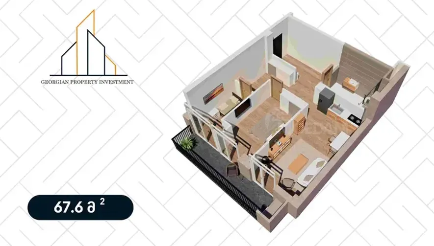 Apartments For Sale three-room 67.6м² 8/8 floor Tbilisi - photo 2