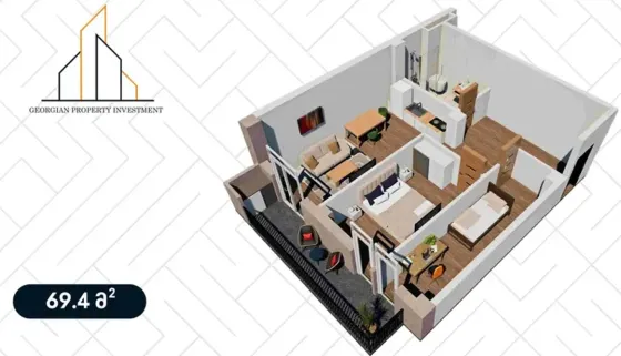 Apartments For Sale three-room 69.4м² 8/8 floor Tbilisi