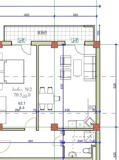 Apartments For Sale three-room 70.5м² 1/8 floor Tbilisi - photo 3