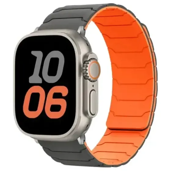 Სმარტ საათის სამაჯური TVC Magnetic Silicone Apple Watch-ისთვის 42/44/45/49მმ ნაცრისფერი/ნარინჯისფერი თბილისი