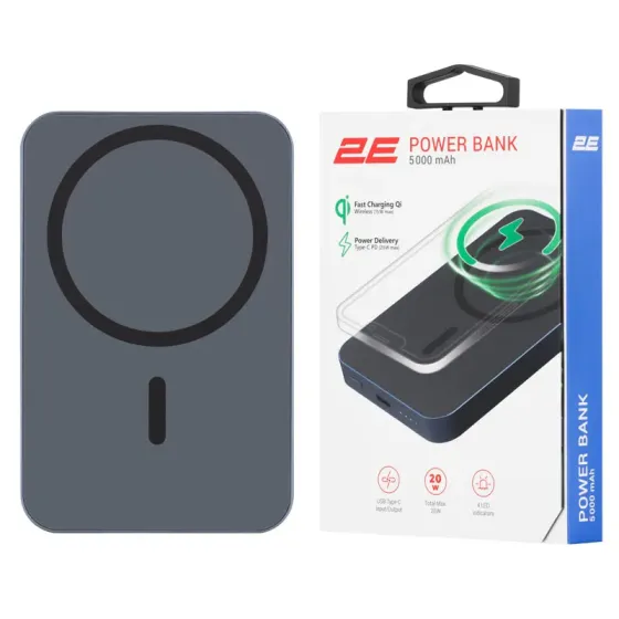 Პორტატული დამტენი 2E 2E-Pb0545-Blue Power Bank Wireless QI 5000Mah, 20W, Blue თბილისი