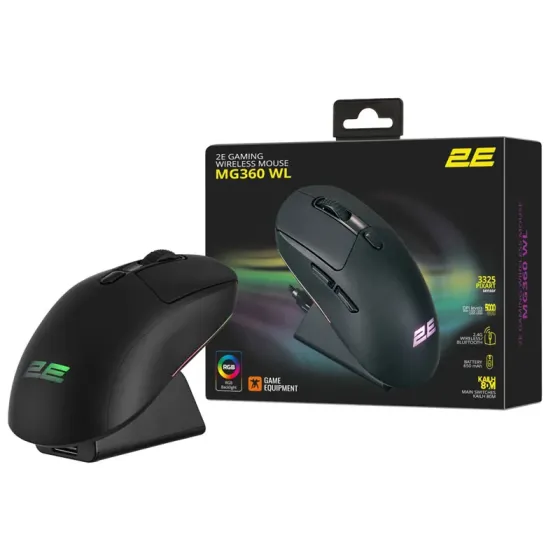 Gaming მაუსი 2E 2E-Mg360Ub-WL Gaming Mouse Mg360 WL, USB-A/WL/BT, Black თბილისი