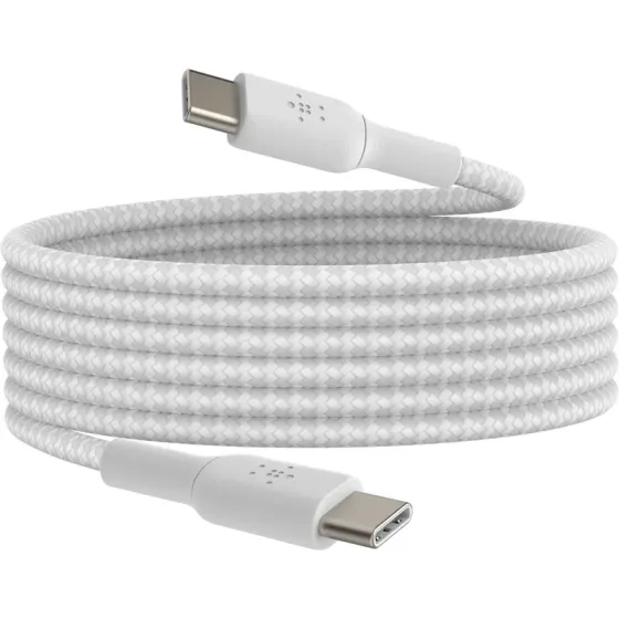 USB კაბელი Belkin Cab004Bt2Mwh Сable USB-C > USB-C Charge/Data, 2M, 60W, Type-C, Braided, White თბილისი