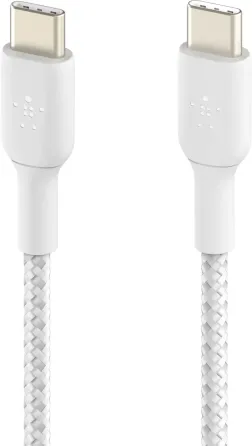 USB კაბელი Belkin Cab004Bt2Mwh Сable USB-C > USB-C Charge/Data, 2M, 60W, Type-C, Braided, White თბილისი