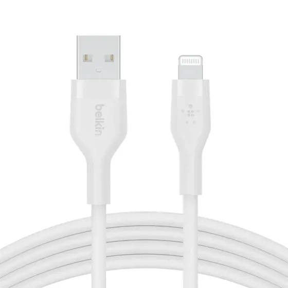 USB კაბელი Belkin Caa008Bt1Mwh Сable USB-A > Lightning Charge/Data, 1M, Silicone, With Clip, White თბილისი