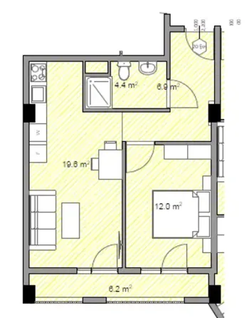 Apartments For Sale two-room 51м² 7/19 floor Tbilisi