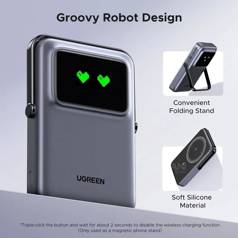 Პორტატული დამტენი Ugreen Pb572 (45327) UNO, 10000Mah 7.5W, Magnetic Wireless Power Bank, Grey თბილისი - photo 2