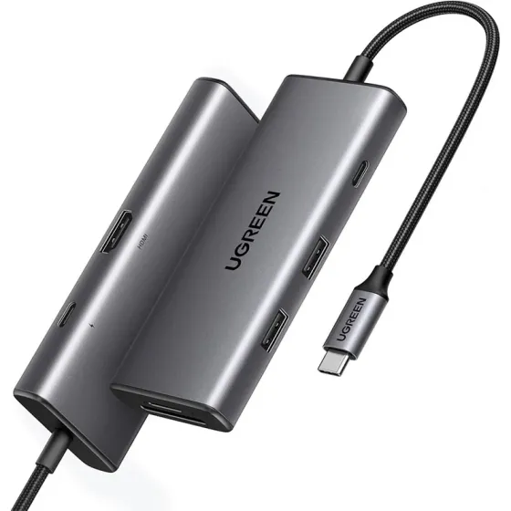 USB-C ჰაბი Ugreen Cm498 (15531) Revodok PRO 107, Hdmi, USB, SD/TF, Type-C, HUB, Dark Grey თბილისი