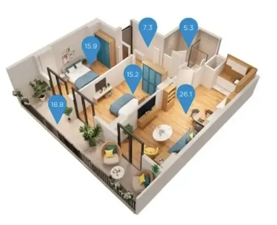 Продам 3-комн. квартиру 88.6м² 2/26 эт. Тбилиси