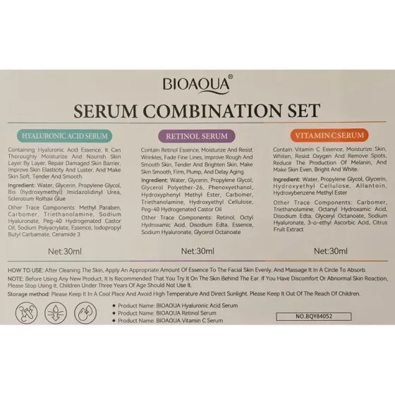 Bioaqua Набор сывороток для лица из 3 предметов Комбинированный набор сывороток (30 мл) Тбилиси
