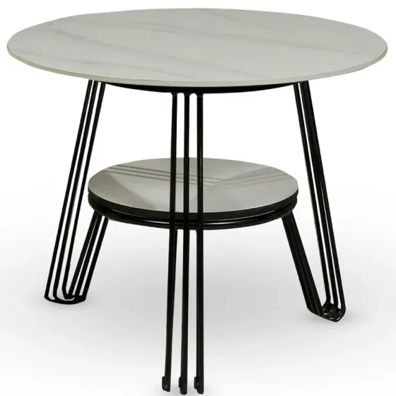 Round table with white ceramic granite top ZH-932 Tbilisi