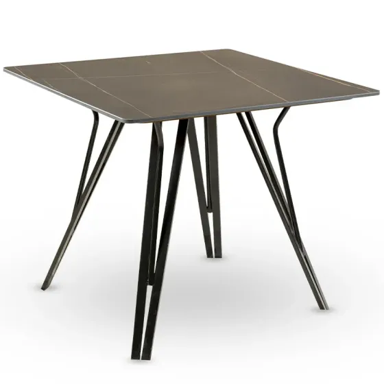 Black table with ceramic granite top ZH-8017C (80*80 cm) Tbilisi