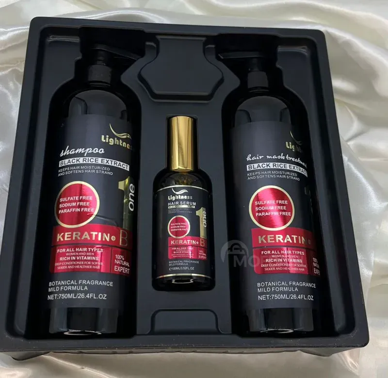 Black Rice Keratin Shampoo Lightness (750ml) + Mask (750ml) + Oil (100ml) Tbilisi - photo 1