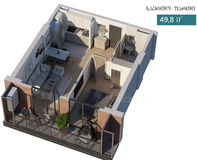 იყიდება 2 ოთახიანი ბინას 49.8მ² 15/15 სართ თბილისი - photo 11