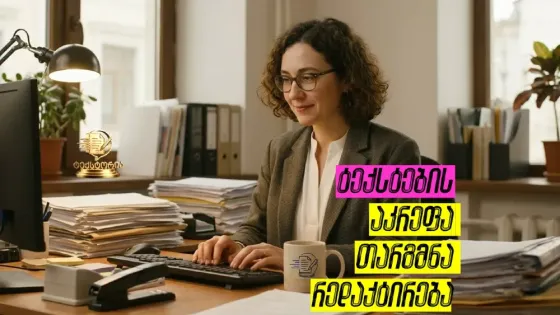 Ტექსტები - აკრეფა, რედაქტირება, თარგმნა თბილისი