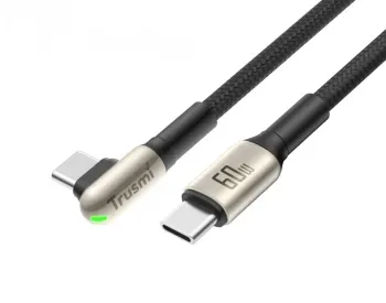 Trusmi 60W C TO C Angled LED Zinc Alloy Braided Cable Black თბილისი - photo 2