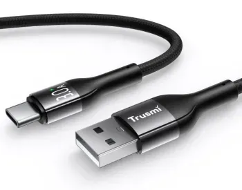 Კაბელი გადამყვანი Trusmi 3A USB-A TO C LED Aluminum Alloy Braided Cable Black თბილისი