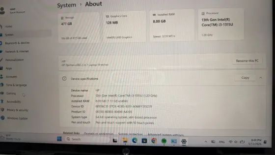 Ნოუთბუქი HP Pavilion Intel Core i3-1315U თბილისი
