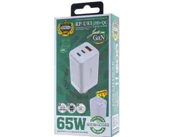 Მობილურის დამტენი ბლოკი Remax Dongfeng 65W PD+QC GaN Fast Charging Desktop Travel Ad თბილისი