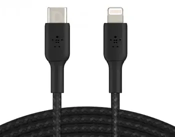 Belkin-ის პრემიუმ კლასის დაწნული Lightning to USB-C კაბელი გამორჩეულია შავი ფერის თანამედროვე დიზაინ თბილისი - photo 1