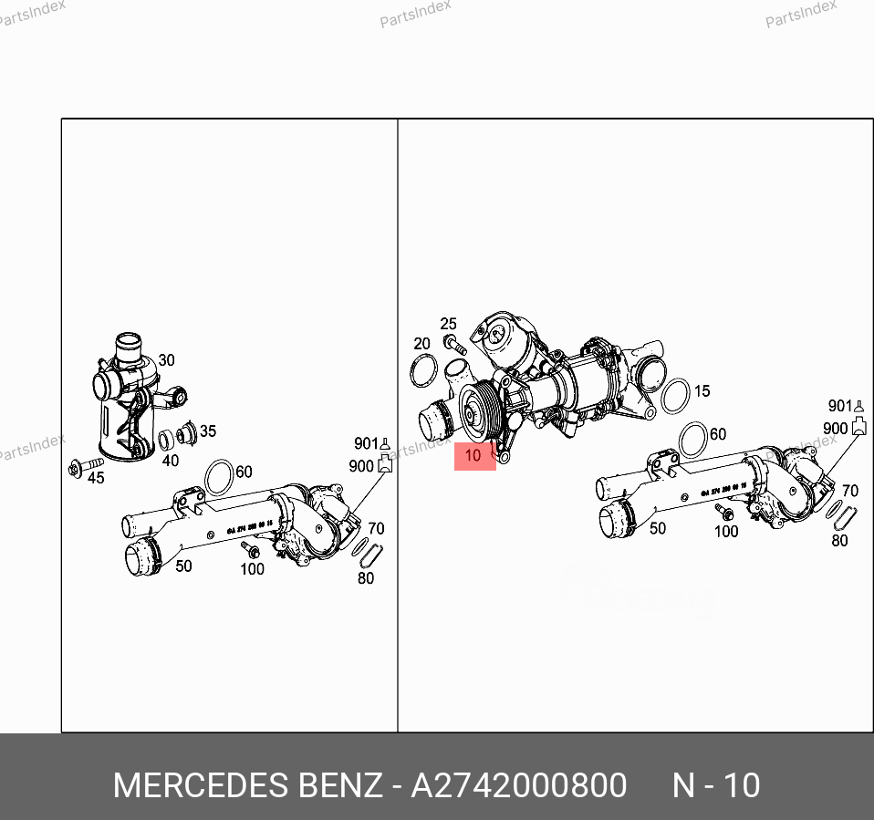 წყლის ტუმბო (გაგრილების სისტემის) wlis nasosi Mercedes-Benz A 274 200 08 00 თბილისი - photo 1