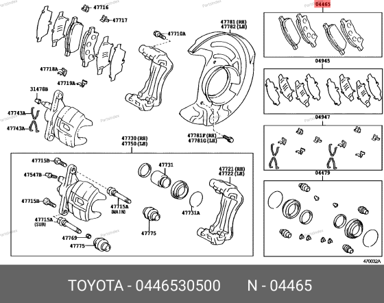 ხუნდები  Toyota 0446530500 თბილისი