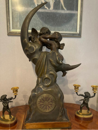 "Allegory of Love" Art Nouveau Cherubs on the Moon Clock Tbilisi