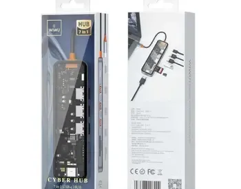 WiWU Cb007 Space Gray არის მრავალფუნქციური USB ჰაბი თბილისი
