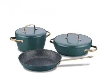 Korkmaz A2607 Vintage Green ქვაბების ნაკრები იდეალურია თანამედროვე სამზარეულოსთვის. თბილისი - photo 1