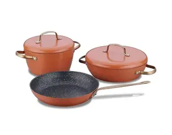 Korkmaz A2607-1 Vintage Brown Cookware Set არის უმაღლესი ხარისხის ქვაბების ნაკრები თბილისი