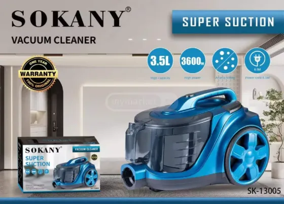 Მტვერსასრუტი Sokany SK-13005 აღჭურვილია მაღალი შეწოვის სიმძლავრით და ძლიერი 3600 ვატიანი ძრავით თბილისი