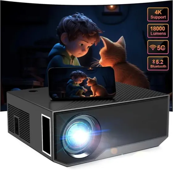 Wielio Full HD 1080p პროექტორი Wi-Fi-ით და Bluetooth-ით + 100 დიუმიანი ეკრანი თბილისი