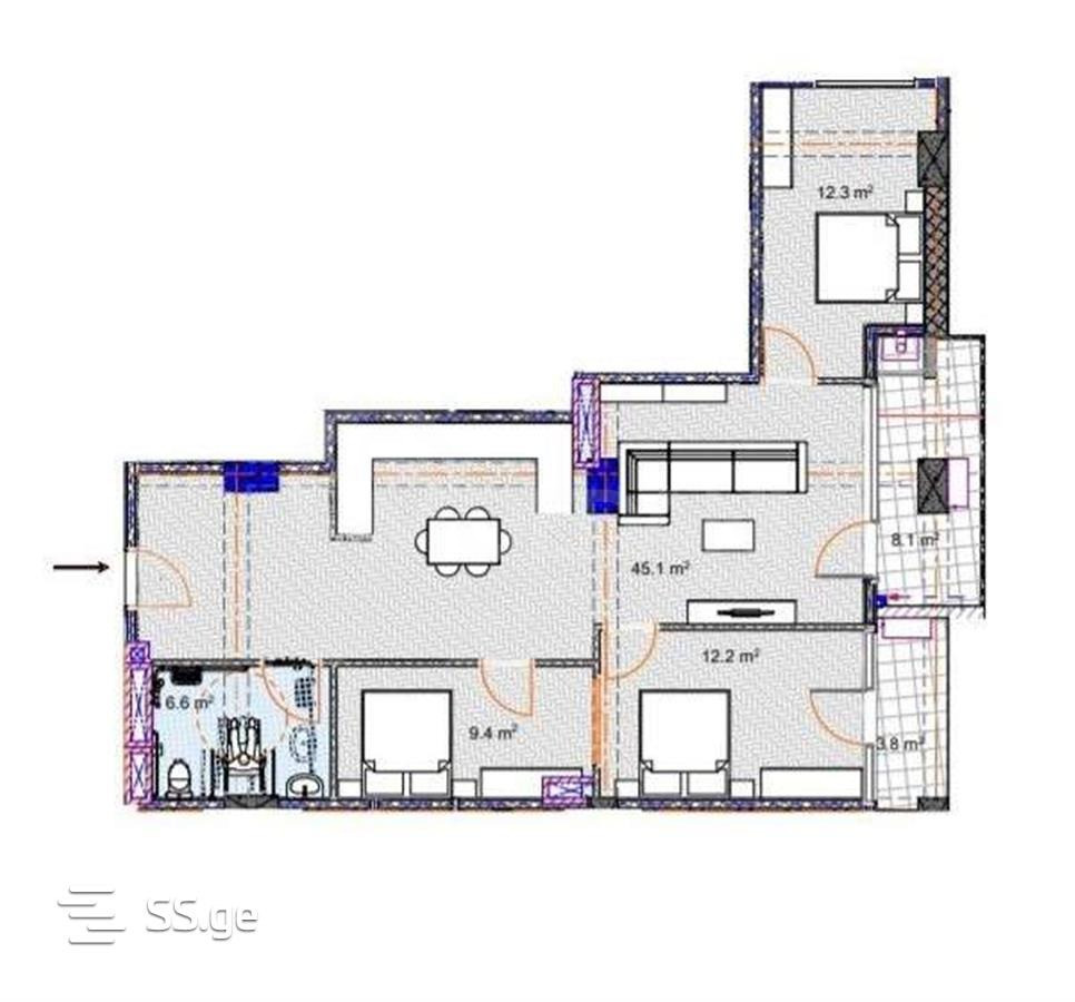 Продам 4-комн. квартиру 98м² 10/16 эт. Тбилиси - изображение 2