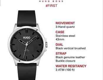 ✅HUGO #First Men's Quartz Stainless Steel and Leather Strap Tbilisi