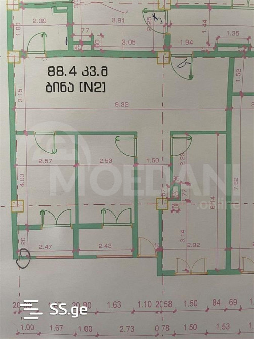 იყიდება 4 ოთახიანი ბინას 88.4მ² 4/16 სართ თბილისი - photo 2