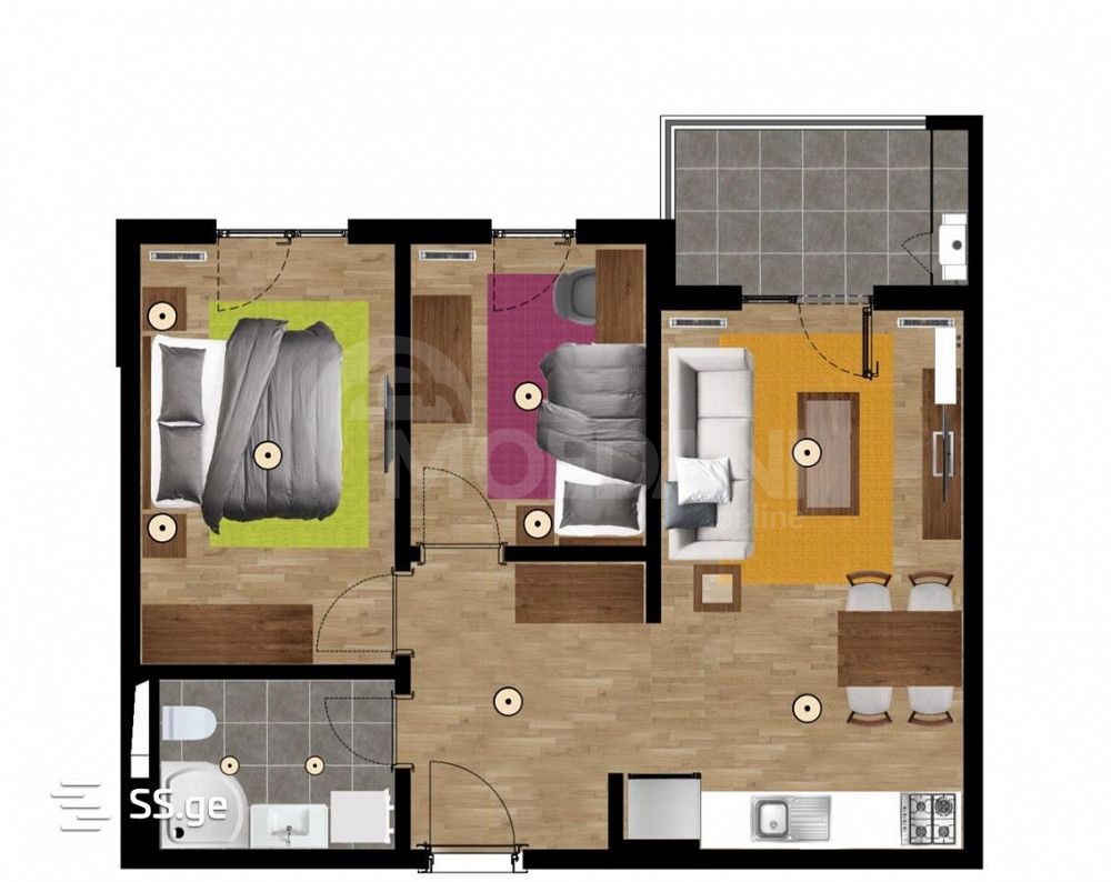 იყიდება 3 ოთახიანი ბინას 58მ² 3/9 სართ თბილისი - photo 1