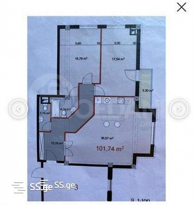 Apartments For Sale three-room 100м² 3/7 floor Tbilisi - photo 5