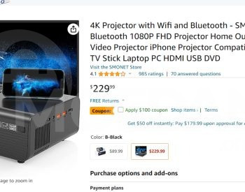 Movie Projector 4K, WIFI, Bluetooth, 9500 Lumens. - the best Tbilisi - photo 4