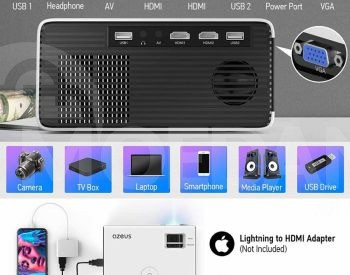 AZEUS 7600 Lux Mini Projector, 1080P (Projector) Tbilisi - photo 3