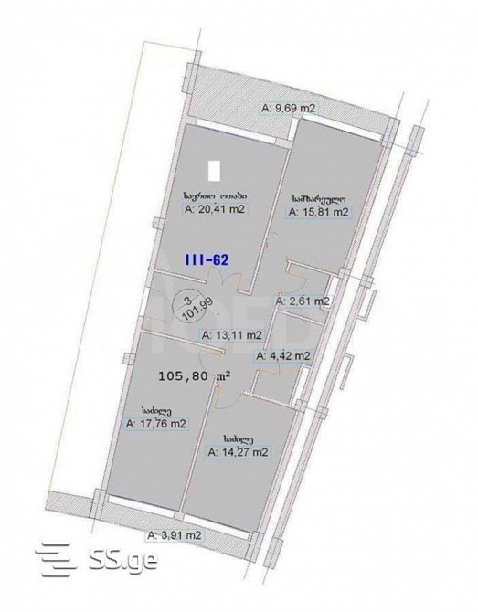 იყიდება 4 ოთახიანი ბინას 102მ² 11/14 სართ თბილისი - photo 2