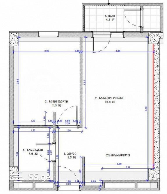 Apartments For Sale two-room 46.3м² 18/19 floor Tbilisi - photo 7