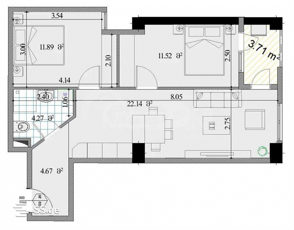 იყიდება 3 ოთახიანი ბინას 64მ² 7/12 სართ თბილისი - photo 4