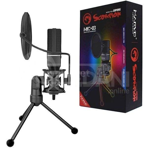 მიკროფონი Marvo MIC-03 Wired Gaming USB Microphone Black თბილისი - photo 4